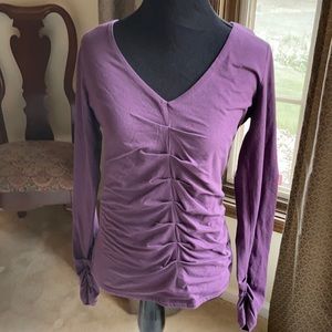 Cabi plum ruched t shirt.  M.  140